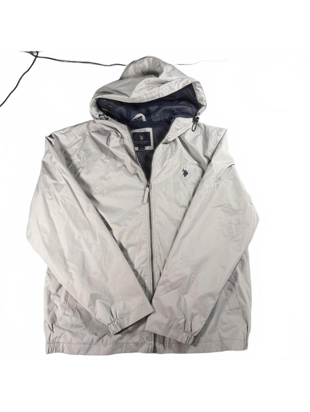 U.S. Polo Assn. Men’s Hooded Windbreaker Jacket Gray Size Large L Full Zip - Picture 1 of 7